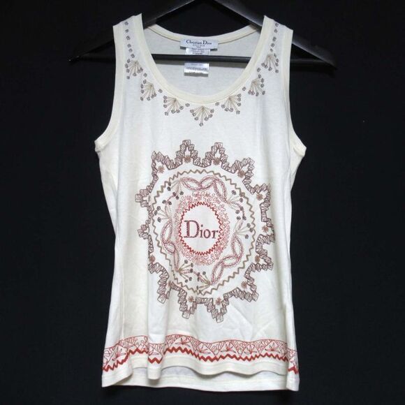 Christian DIOR Galliano Period Logo Print Tank Top Sleeveless Cut
